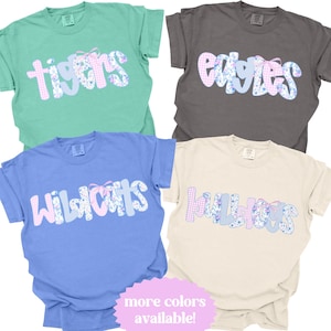 Custom School Team Name Shirts, Preppy Grandmillenial Mascot Tee, School Spirit T-shirt, Coquette Sports Mom, Team Mascot School Logo Shirt