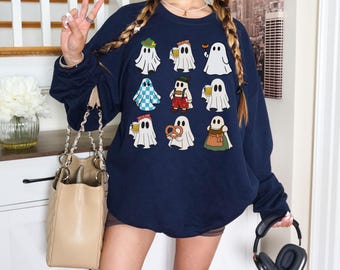 Ghost Oktoberfest Sweatshirt, Cute German Beer Festival Shirt, Spooky Season Oktoberfest Pullover, Trendy Halloween Shirt for Beer Lover