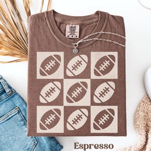 Checkered Football Shirt, Retro Football Shirt, Football Mama Shirts, Flag Football Player Shirt, Game Day Crewneck Tee for Football Lover
