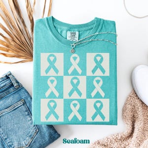 Shirt voor eierstokkanker voor vrouwen, ondersteuning T-shirt eierstokkanker, Cancer Warrior Gift, Teal Ribbon Awareness Shirt, Teal Cancer Fighter T-shirt