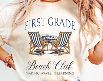 First Grade Teacher Shirt, Cute Preppy Social Club Shirt for Teachers, 1st Grade Team Tee, Comfort Colors® Tshirt, First Day Of School Shirt