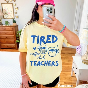 Comfort Colors® Teacher Coffee Lover Shirt, Retro Coffee Club, Funny Coffee Gift for Teachers, Caffeinated Teacher Tee, Back to School Shirt