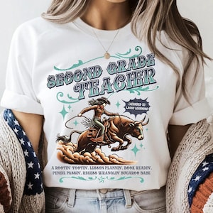 Second Grade Teacher Shirt, Western Cowgirl Theme Shirt for Teachers, 2nd Grade Team Tee, Comfort Colors® Rodeo Tshirt, First Day Of School