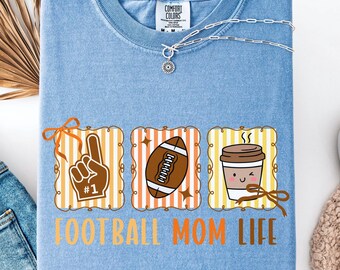 Moeder voetbalshirt, mama voetbalshirt, schattig herfstshirt voor voetbalwedstrijd, voetbal en koffie, shirt voetbal moeder, Comfort Colors®