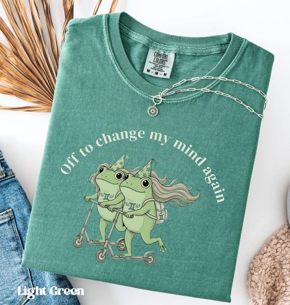 Funny Frog Gemini Shirt, Comfort Colors® Zodiac Tshirt, Custom Astrology Sign Horoscope Tee, Personalized Funny Birthday Gift For Her