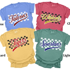 School Team Name Shirts, custom mascot shirts, school spirit T-shirt, favorite sports team t-shirt, retro mascot t-shirt, school logo shirt