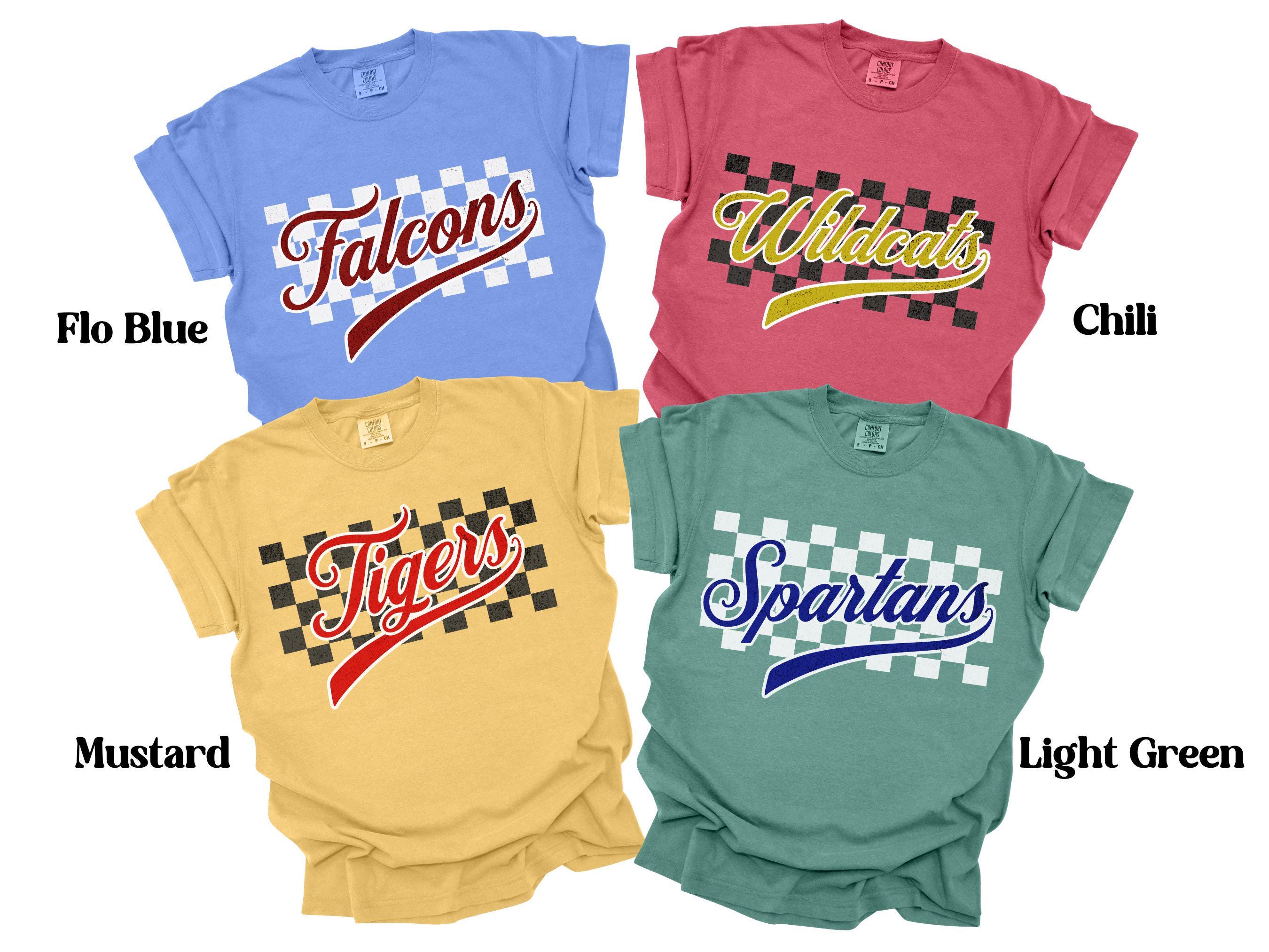 School Team Name Shirts, custom mascot shirts, school spirit T-shirt, favorite sports team t-shirt, retro mascot t-shirt, school logo shirt