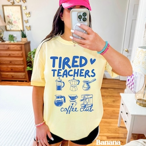 Comfort Colors® Teacher Coffee Lover Shirt, Retro Coffee Club, Funny Coffee Gift for Teachers, Caffeinated Teacher Tee, Back to School Shirt