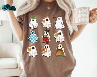 Comfort Colors® Ghost Oktoberfest Shirt, Cute German Beer Festival Shirt, Spooky Season Oktoberfest TShirt, Halloween Shirt for Beer Lover