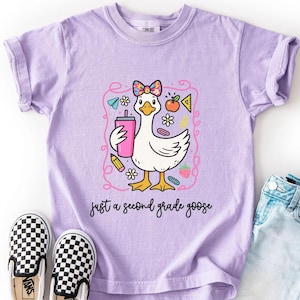 Funny Goose Second Grade Back To School Shirt, Second Grade Shirt for Girls, Kids Goose Tee, Youth Size 2nd Grade Tshirt First Day Of School