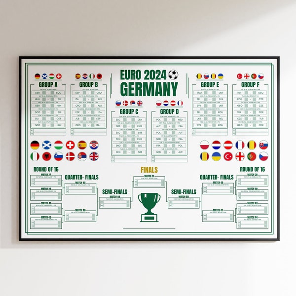 EURO 2024 schedule as digital download - Poster with data and dates for the European Championship 2024 to print out and fill in yourself