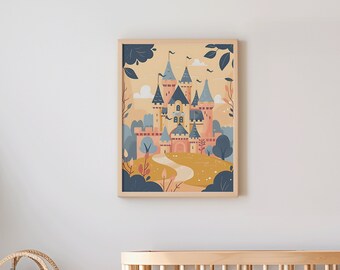 Castle Fantasy Art Print Nursery Wall Art Whimsical Kids Castle Poster ...