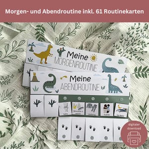 Morgen und Abendroutine für Kinder Dinosaurier | Montessori inspirierte Routineplan zum Ausdrucken | Alltagshelfer und Spaß am Lernen