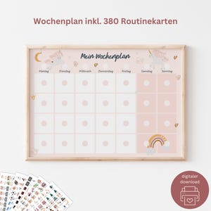 Agenda hebdomadaire pour enfants avec cartes de routine Licorne magique | Téléchargement numérique pour les enfants | Boostez votre indépendance | Inspiré Montessori