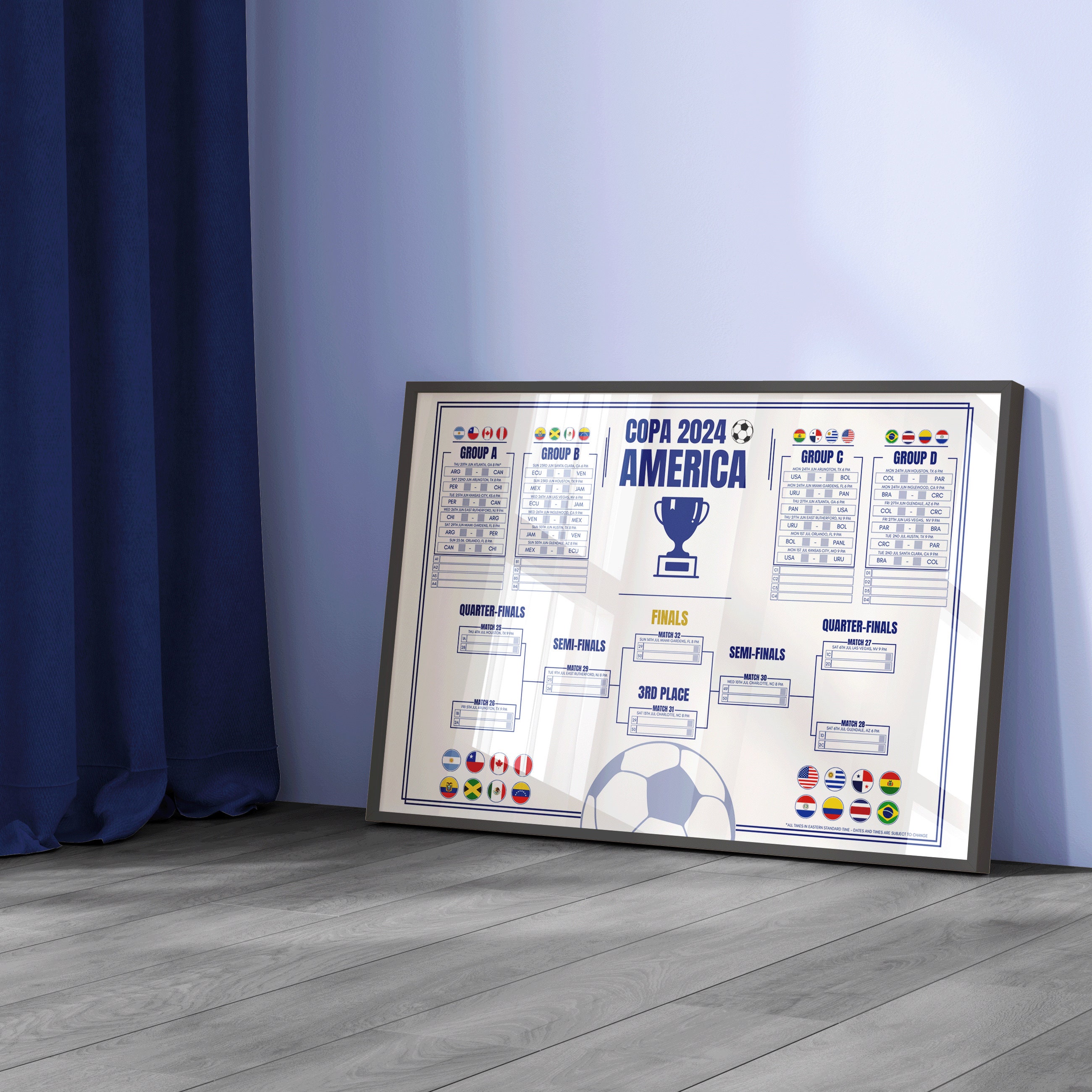 COPA America 2024 USA Soccer Schedule Digital Download Printable and