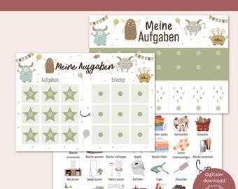 Monster Household Planner for Kids | Montessori-Inspired Printable Routine Plan | Everyday Helper and Fun Learning