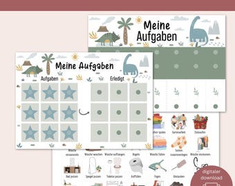 Dinosaur Household Planner for Kids | Montessori-Inspired Printable Routine Plan | Everyday Helper and Fun Learning