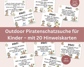 Outdoor pirate treasure hunt for children – for holidays and children's birthdays, printable for ages 6 and up, for the garden, children's scavenger hunt