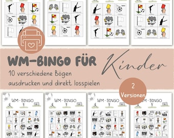 WM 2026 Bingo für Kinder | Fußball Weltmeisterschaft Beschäftigung | 20 Spielbögen für 2 - 10 Jahre | Kindergeburtstag | PDF download