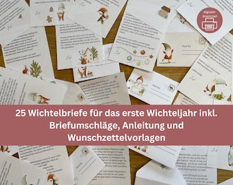 Cartas de amigo invisible para niños con sobres incluidos + 2 listas de deseos - Set de 24 días para Adviento y Navidad - Descarga instantánea en PDF