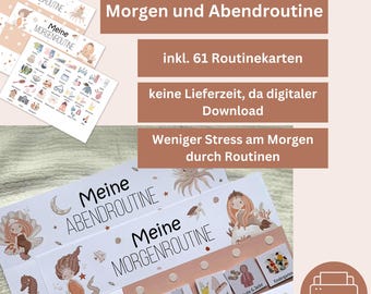 Morgen- & Abendroutine Kinder Meerjungfrau – Tagesplan Montessori, Routineplaner zum Ausdrucken Download, Morgenroutine Plan Kleinkind PDF