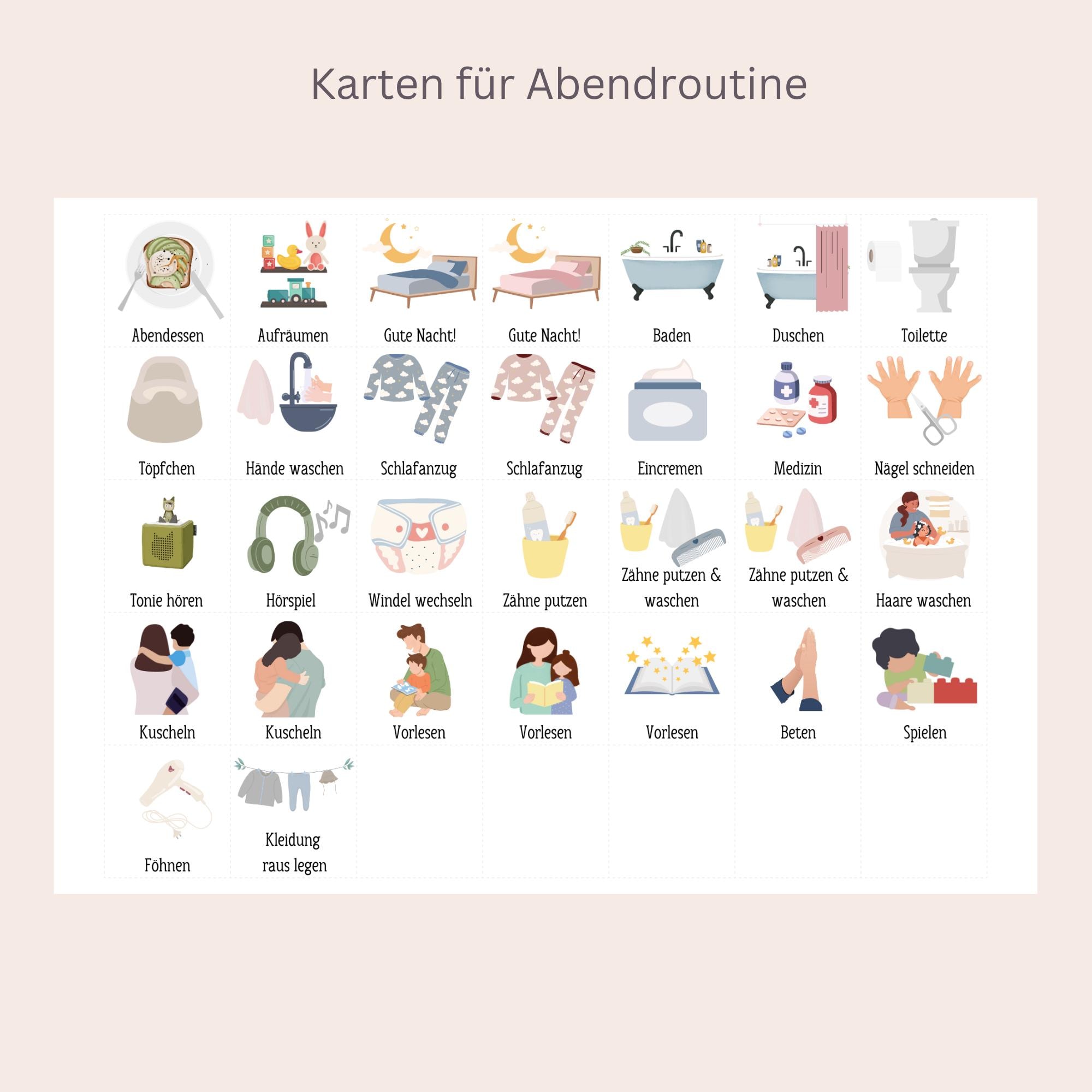 Routine Cards for Children – Visual Flowcharts for Morning and Evening ...