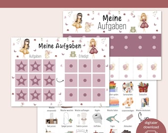 Household planner for children with fairy design | Montessori-inspired routine planner to print | Everyday helper and fun for learning
