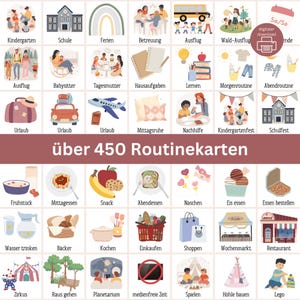 450 Routinekarten für Kinder – Routinekärtchen Montessori zum Ausdrucken, Tagesplan, Morgenroutine, Abendroutine, Wochenplan