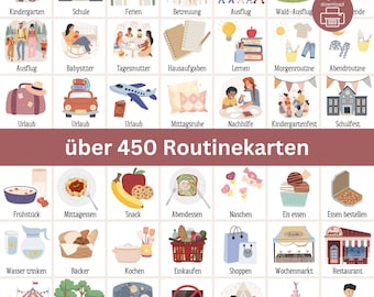 450 routine cards for children – Montessori routine cards to print, daily schedule, morning routine, evening routine, weekly schedule