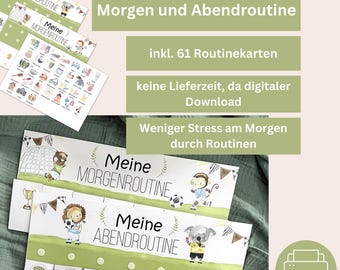 Morgen- & Abendroutine Kinder Fußball – Tagesplan Montessori, Routineplaner Schulkind zum Ausdrucken Download, Morgenroutine Plan Kleinkind