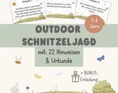 Outdoor Schnitzeljagd für Kinder – für Ferien und Kindergeburtstag zum Ausdrucken ab 5 Jahren im Garten Schatzsuche Kinderschnitzeljagd