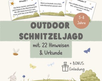 Outdoor scavenger hunt for children – for holidays and children's birthdays, printable for ages 5 and up, in the garden, treasure hunt, children's scavenger hunt