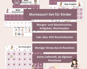 Montessori set for children in a fairy design – morning routine, evening routine, household plan & weekly planner with 400+ routine cards
