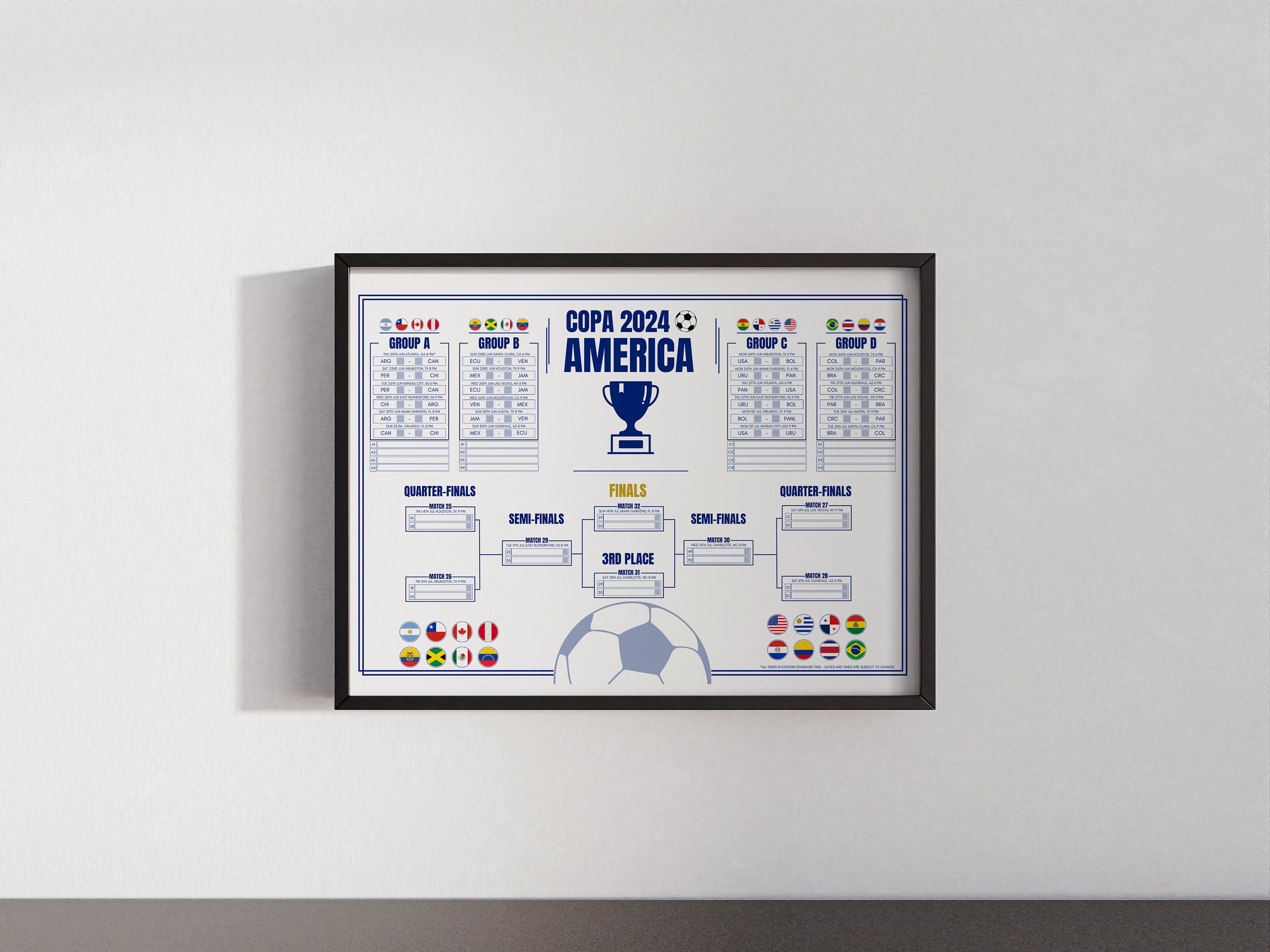 COPA America 2024 USA Soccer Schedule Digital Download Printable and