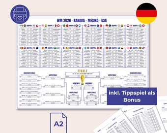 2026 World Cup schedule in German including prediction game - 2026 World Cup poster for printing (PDF) - A2 and A3 - Football plan