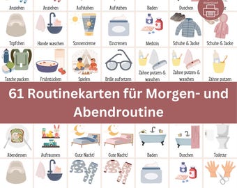 Routine Cards for Children – Visual Flowcharts for Morning and Evening Routines & Independence | Montessori Printable PDF