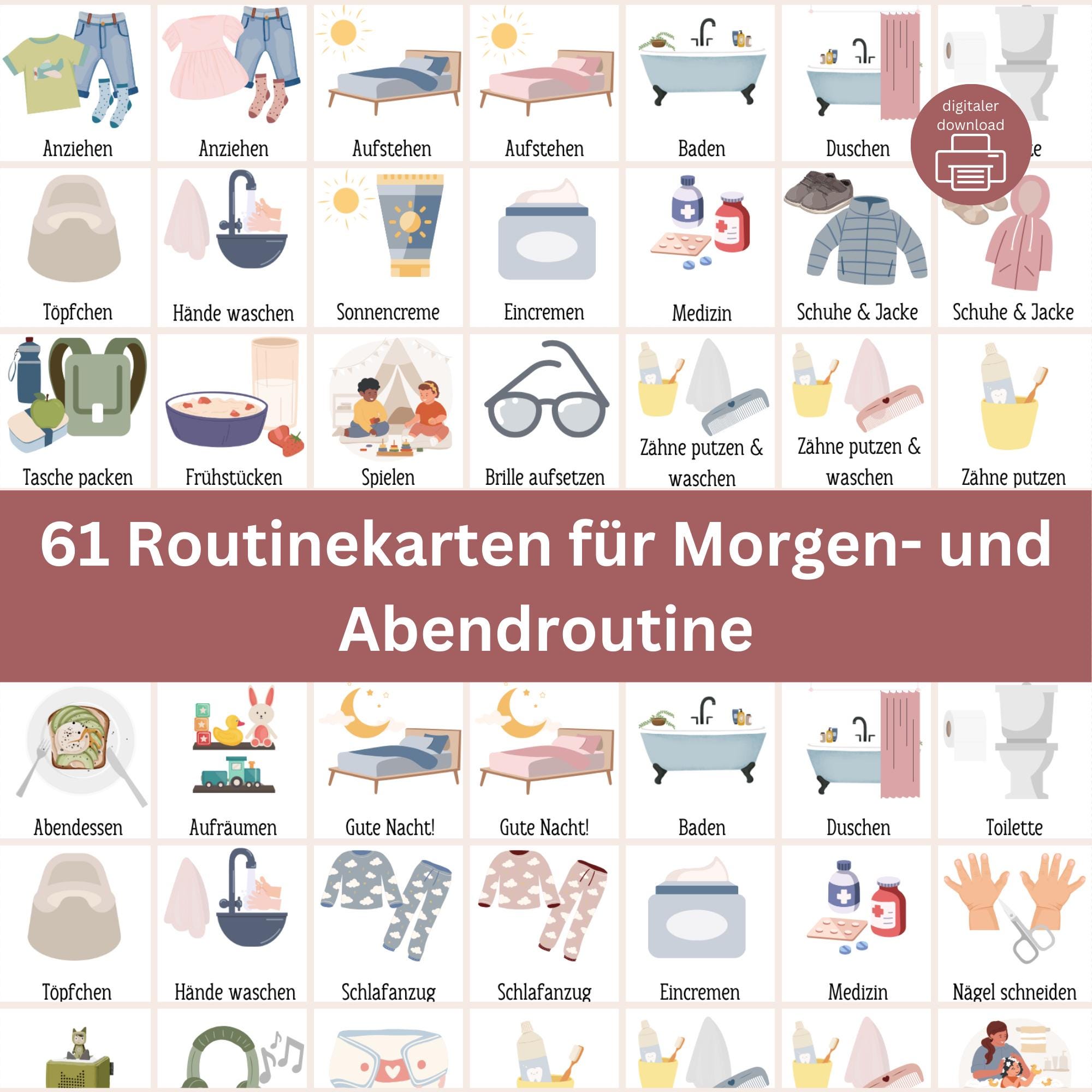 Routine Cards for Children – Visual Flowcharts for Morning and Evening ...