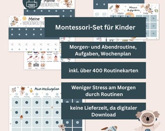 Montessori Set for Children – Morning Routine, Evening Routine, Household Plan & Weekly Planner with 400+ Routine Cards PDF - Daily Planner Space