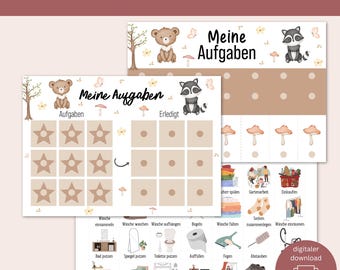 Children's Household Planner with Forest Animals | Montessori-Inspired Printable Routine Plan | Everyday Helper and Fun for Learning