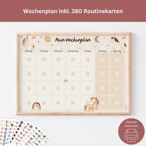Agenda hebdomadaire pour enfants avec cartes de routine Licorne magique | Téléchargement numérique pour les enfants | Boostez votre indépendance | Inspiré Montessori