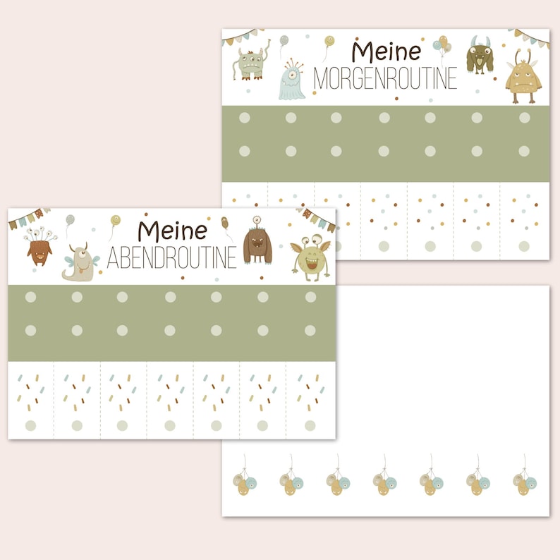 Morgen- & Abendroutine Kinder Monster – Visuelle Tagesroutine Mit ...
