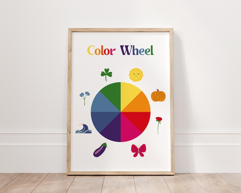 Color Wheel Educational Poster for Kids Bonus Printable Coloring Page ...