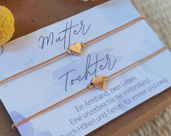 Mother daughter set bracelet|names|18K|initials|Mother's Day|personalized bracelet|gift mom|heart bracelet bride mom|godmother|little thing