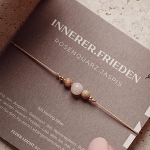 Pulseira de pedra preciosa paz interior com embalagem mantra de amor próprio afirmação quartzo rosa meditação encorajamento otimismo presente dia das mães
