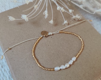 delicate freshwater pearl bracelet | 18K gold plated | Initials Bracelet | Friendship | personalized | best friend | maid of honor | Mother's Day | Easter