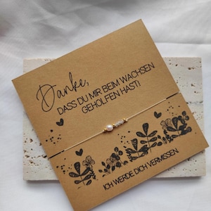 Presente de despedida para educadores com coração, incluindo cartão feito à mão, jardim de infância, creche, escola, professor, cristal de rocha, pulseira à prova d'água