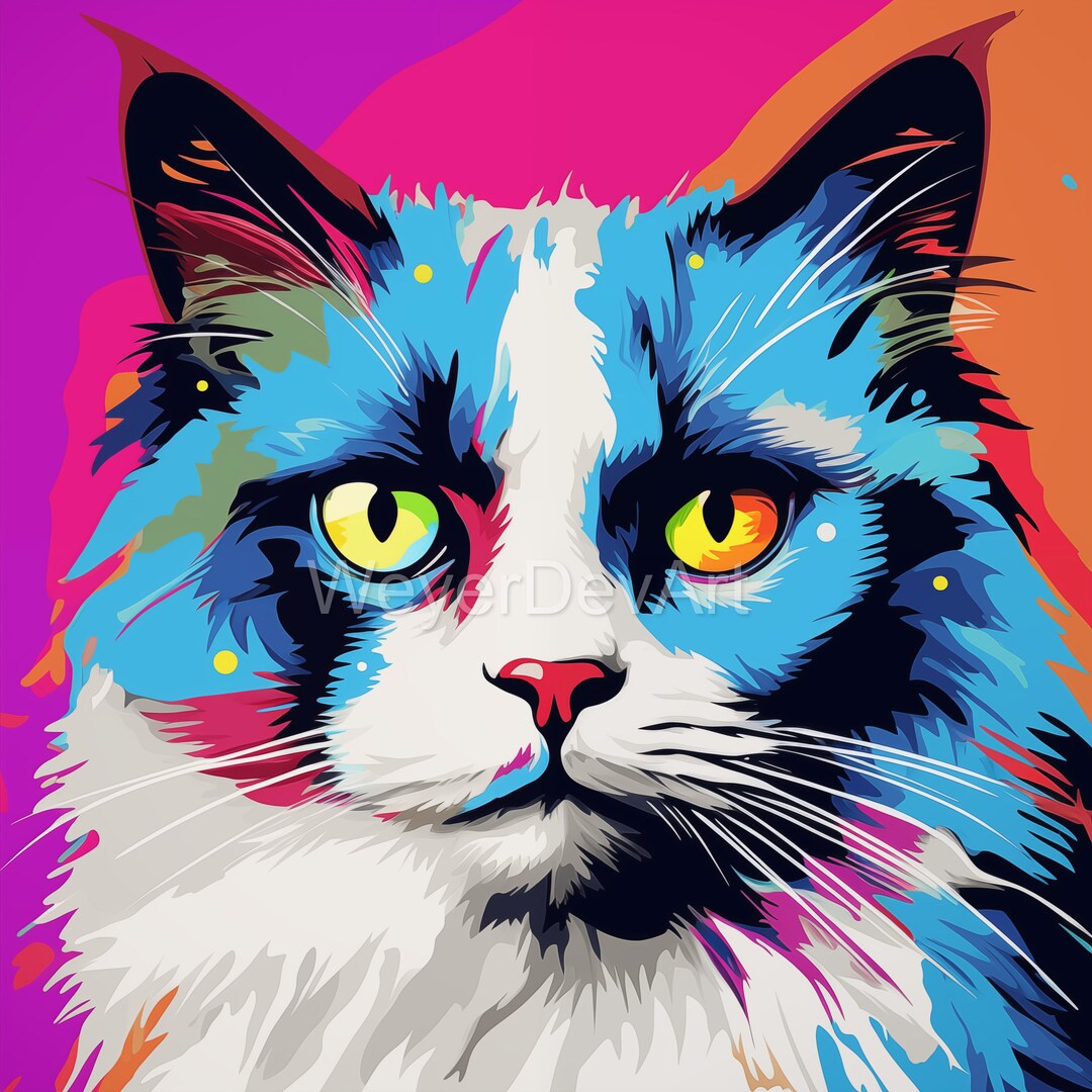 ragdoll-cat-pop-art-poster-set-set-of-4-cat-wall-art-prints-funny-and