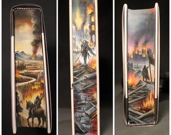 The Burning God Painted Book Edges | Rebecca Kuang, Hand-Painted Watercolor Art