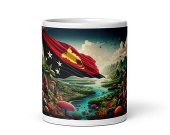 Papua New Guinea Flag White glossy mug