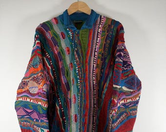 Vintage Coogi Australia Multicolor 3D Sweater (Size: M/L) Made in Australia